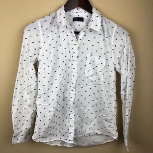Gap Womens Button Up, White Small Polka Dot
